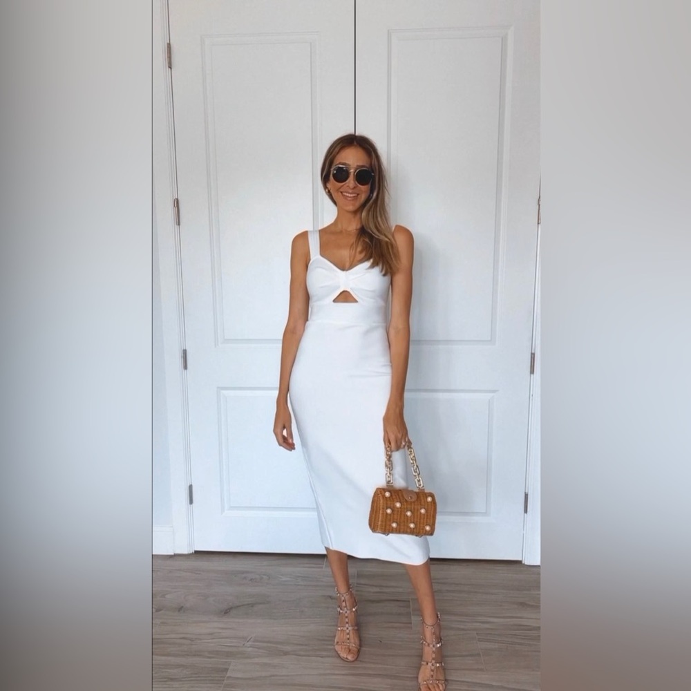 Elliatt White Midi Dress with Cutout